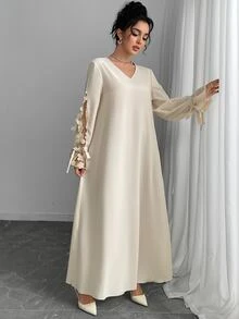 Yasveil Women's Butterfly Hollow Out Design Arabic Style Dress - Multicolor - View 4