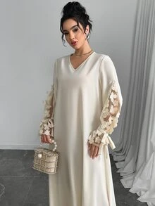 Yasveil Women's Butterfly Hollow Out Design Arabic Style Dress - Multicolor - View 5