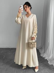 Yasveil Women's Butterfly Hollow Out Design Arabic Style Dress - Multicolor - View 3