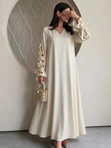 Yasveil Women's Butterfly Hollow Out Design Arabic Style Dress - Multicolor - View 1