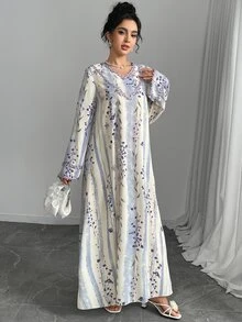 Yasveil Women's Floral Print Loose Dress, For Daily Wear & Vacation, Modest - Multicolor - View 4