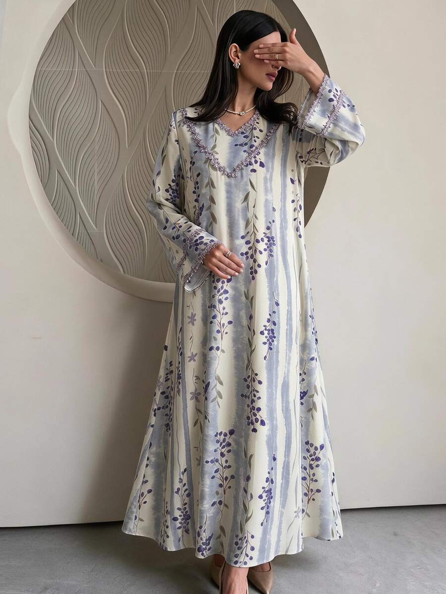 Yasveil Women's Floral Print Loose Dress, For Daily Wear & Vacation, Modest - Multicolor - View 1