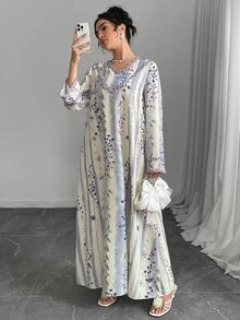 Yasveil Women's Floral Print Loose Dress, For Daily Wear & Vacation, Modest - Multicolor - View 5