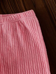 SHEIN 女嬰粉色花卉刺繡細肩帶上衣與純色長褲 2 件套可愛夏季休閒時尚陽光度假戶外套裝 - 粉色 - 查看 8