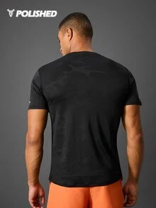 Acti Log Men's Casual Round Neck Short Sleeve Sports T-Shirt - Black - View 2