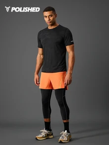 Acti Log Men's Casual Round Neck Short Sleeve Sports T-Shirt - Black - View 8