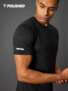 Acti Log Men's Casual Round Neck Short Sleeve Sports T-Shirt - Black - View 5