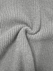 SHEIN Jersey de cuello alto de punto acanalado, parte superior de manga larga de punto, jersey de punto para otoño e invierno - Gris - Ver 6