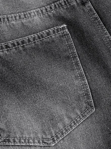 SHEIN ICON Women Casual Front Button Pocket Loose Fit Denim Pants - Grey - View 6