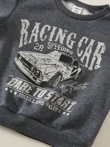 Young Boys Loose Sports Casual Comfortable Long Sleeve Sweatshirt And Pants 2 Pieces Set, Suitable For Autumn/Winter, Classic Cool Racing Car Graphic Print, Handsome Text Graphic Print, Autumn/Winter Outfit, Suitable For Daily Wear - Multicolor - View 4