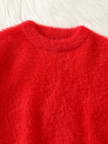 SHEIN 嬰兒男孩嬰兒女孩秋冬休閒紅色嬰兒毛衣聖誕毛衣新年毛衣節日毛衣可愛毛衣 - 彩色 - 查看 7