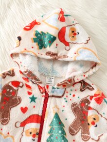 SHEIN Baby Boy Baby Girl Newborn Autumn Winter Christmas Fleece Romper Red Jumpsuit Infant One-Piece - Multicolor - View 8
