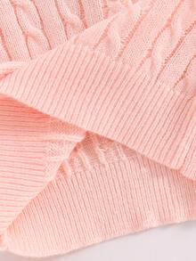 SHEIN Young Girl Young Girls Cardigans Knit Solid Color Autumn/Winter Fitted Round Neck Open Front Sweater - Pink - View 8