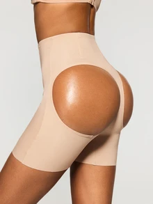 SHAPORA 1pc Women's Shapewear Bottom Tummy Control Boxer Briefs - Apricot - View 3