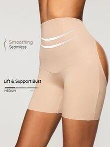 SHAPORA 1pc Women's Shapewear Bottom Tummy Control Boxer Briefs - Apricot - View 2