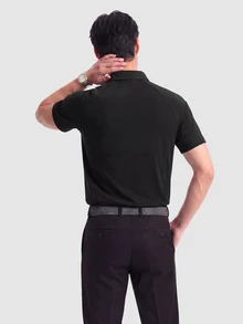 TekDrob Minimal Relaxed Shirt With Hidden Plackets And Front Single Pocket - Black - View 6