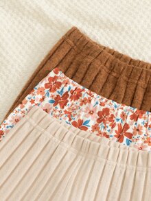 Elladie kids 女童新款多色連帽長袖上衣與鬆緊腰休閒寬鬆軟針織褲 2 件套，秋季感恩節棕色 - 卡其色 - 查看 6