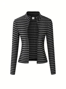 SHEIN Elladie kids 青少年女孩灰色黑色拉鍊外套、細肩帶短版上衣、喇叭褲 3 件套裝 K-Pop 牛仔風長袖外套套裝 秋季校園 Y2K 運動風 - 彩色 - 查看 7
