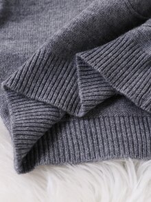 Tween Girls Embroidered Crew Neck Sweater & Pleated Skirt Set,Grey,Autumn,School,Back-To-School Soft Long Sleeve Knitted Dress Outfits For Teen - Grey - View 10