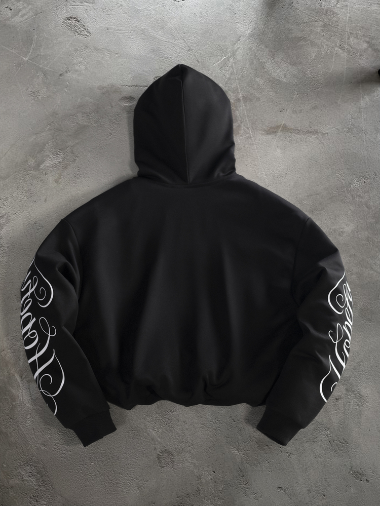 PAVTROS Men's Autumn/Winter Fashion Letter Print Hoodie - Black - View 2