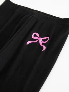 SHEIN 兒童青少年女孩純色荷葉領長袖單排扣襯衫返校正式風 - 黑色 - 查看 3