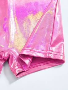 SHEIN Young Girls Athletic Princess Slim Fit Baby Pink Patchwork Gradient Sleeveless Romper Gymnastics Dancing Indoor Summer 7th Birthday - Multicolor - View 6