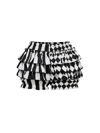 Spring/Summer Gothic Cute Patchwork Striped Plaid Clown Pumpkin Shorts