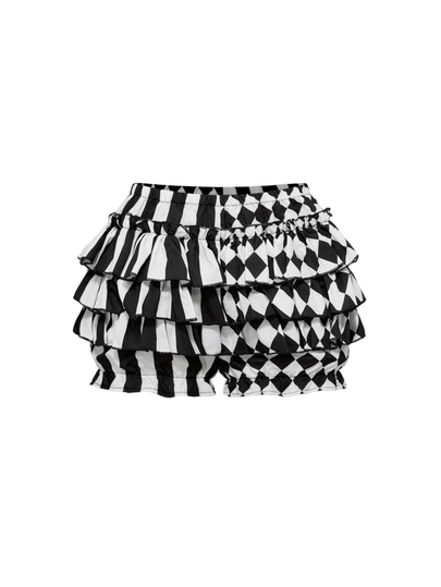 ROMWE Goth Gotik Sevimli Patchwork Çizgili Ekose Palyaço Balkabağı Şortu