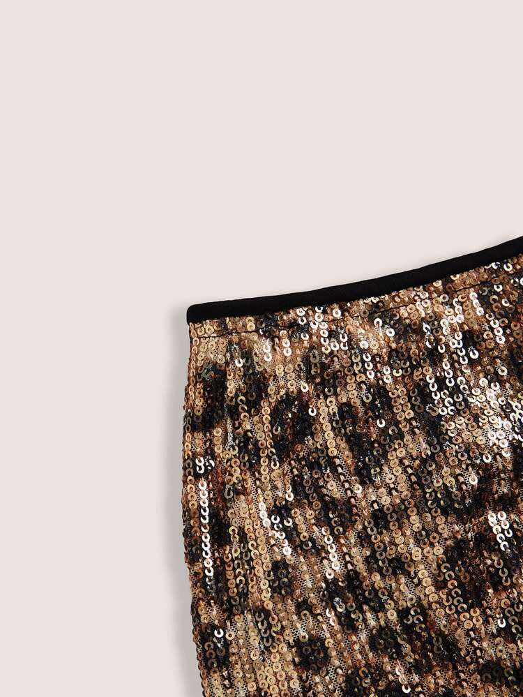 ROMWE J-Fashion Vintage Low Waist Super Short Leopard Print Sparkly Women's Shorts Hotpants, Rave Festival - Coffee Brown - View 5