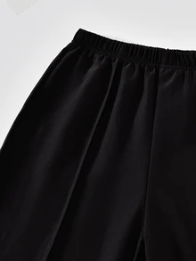SHEIN Genkimix Kids 青少年女孩卡通印花條紋長袖上衣、吊帶背心與鬆緊腰寬腿褲3件套 - 藍色 - 查看 6