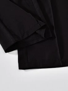SHEIN Genkimix Kids 青少年女孩卡通印花條紋長袖上衣、吊帶背心與鬆緊腰寬腿褲3件套 - 藍色 - 查看 8