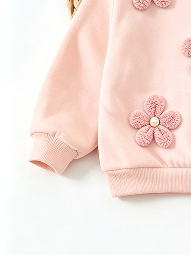SHEIN 2pcs Youy Girl Fashion Round Neck Sweatshirt & Sweet Fitted Pants Set, Playful Cute Bee & Flower Pattern Design, Suitable For Holiday Party, Spring Autumn Winter, Easy & Comfortable, Little Girl's First Choice For Spring Autumn Winter, Fashion Casual Wear, Spring Autumn Winter Streetwear, Casual Outfits For Back To School Party - Multicolor - View 7