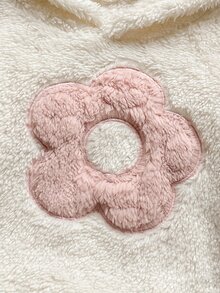 SHEIN 女嬰冬季長袖連帽珊瑚絨花卉刺繡保暖時尚百搭衛衣與休閒珊瑚絨長褲套裝，適合寒冷天氣外出、購物、休閒或旅行 - 粉色 - 查看 4