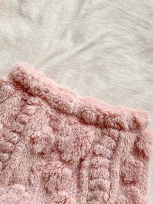 SHEIN 女嬰冬季長袖連帽珊瑚絨花卉刺繡保暖時尚百搭衛衣與休閒珊瑚絨長褲套裝，適合寒冷天氣外出、購物、休閒或旅行 - 粉色 - 查看 9
