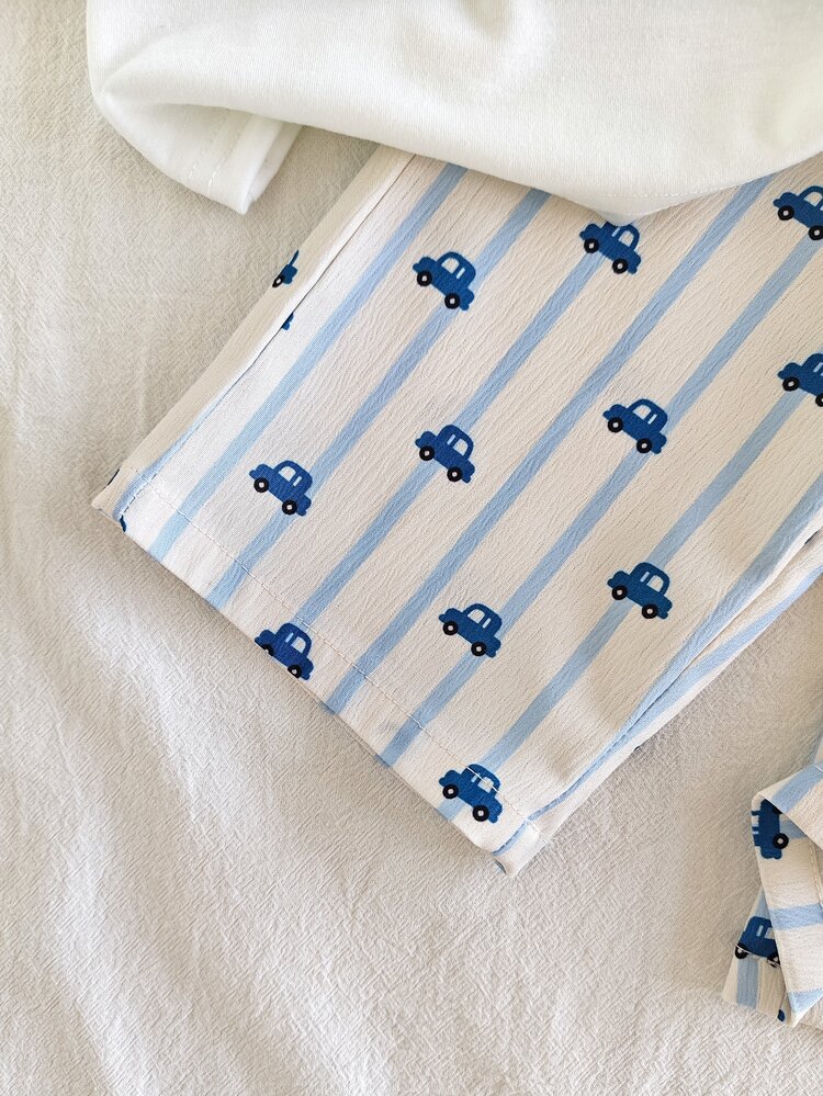 SHEIN Vintaside Kids 2 Pieces Baby Boy Cute Casual Short-Sleeved Top And Plaid Pants Set, Suitable For Summer, And Travel - White - View 10