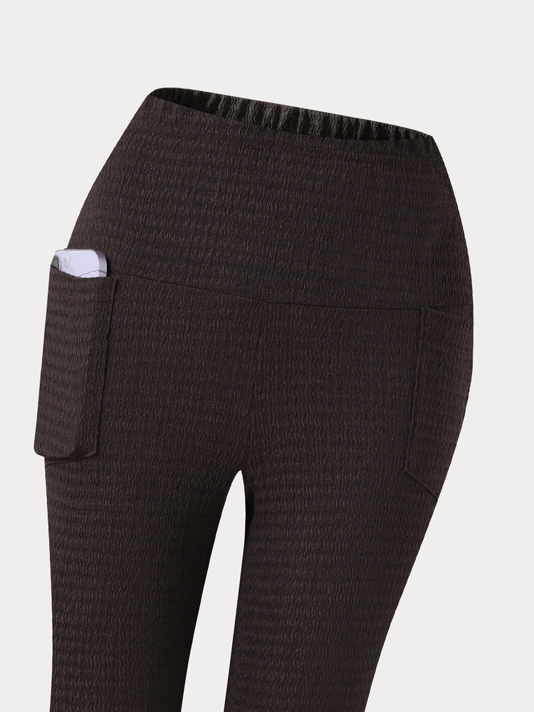 SHEIN Teen Girls Brown Casual Sports Comfortable Fashion Long Pants, Personalized Design, Flare Leg Cut, Suitable For Indoor/Outdoor, Party, Sports, Travel, School, Commute And Any Occasion, Spring/Autumn/Winter Essential Long Pants - Brown - View 8
