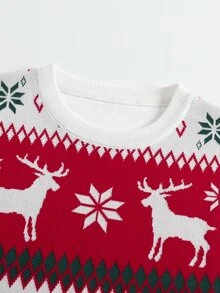 Manfinity Homme Men's Autumn/Winter Pullover Long Sleeve Crew Neck Knit Sweater With Christmas Elements,Cute Christmas Pullover Sweater , Fall/Winter - Multicolor - View 6