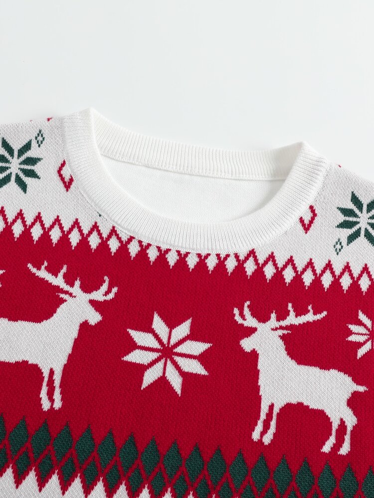 Manfinity Homme Men's Autumn/Winter Pullover Long Sleeve Crew Neck Knit Sweater With Christmas Elements,Cute Christmas Pullover Sweater , Fall/Winter - Multicolor - View 6