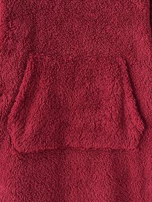 SHEIN 少女秋冬款寬鬆保暖內裡加厚雙面絨毛連帽袋鼠口袋長袖睡袍家居服睡裙 灰色女孩睡袍兒童睡袍 酒紅色聖誕萬聖節家居服 - 酒紅色 - 查看 4
