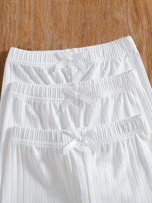 SHEIN 女童女孩針織純色3D蝴蝶設計休閒短款內搭褲3件套 - 彩色 - 查看 6