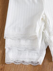 SHEIN 女童女孩針織純色3D蝴蝶設計休閒短款內搭褲3件套 - 彩色 - 查看 5