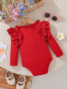 Cozy Pixies Baju Terusan Rajut Bayi Perempuan Warna Polos Leher Bulat dengan Hiasan Rumbai Kasual Musim Dingin, Natal, Gaya Musim Gugur Terbaru, Natal - MultiWarna - View 2