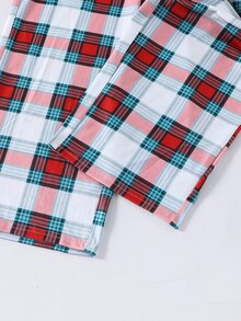 SHEIN 青少年男孩休閒舒適百搭寬鬆連帽長袖上衣與格紋長褲套裝 - 彩色 - 查看 3