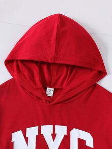 SHEIN 青少年男孩休閒舒適百搭寬鬆連帽長袖上衣與格紋長褲套裝 - 彩色 - 查看 4
