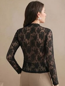 Anewsta Essential Women's Summer Outfits, Black Floral Hollow-Out Lace Camisole, Fitted Silhouette, Work Outfits For Women, Versatile For Commute, Date, Party - Black - View 7