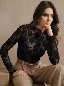 Anewsta Essential Women's Summer Outfits, Black Floral Hollow-Out Lace Camisole, Fitted Silhouette, Work Outfits For Women, Versatile For Commute, Date, Party - Black - View 3