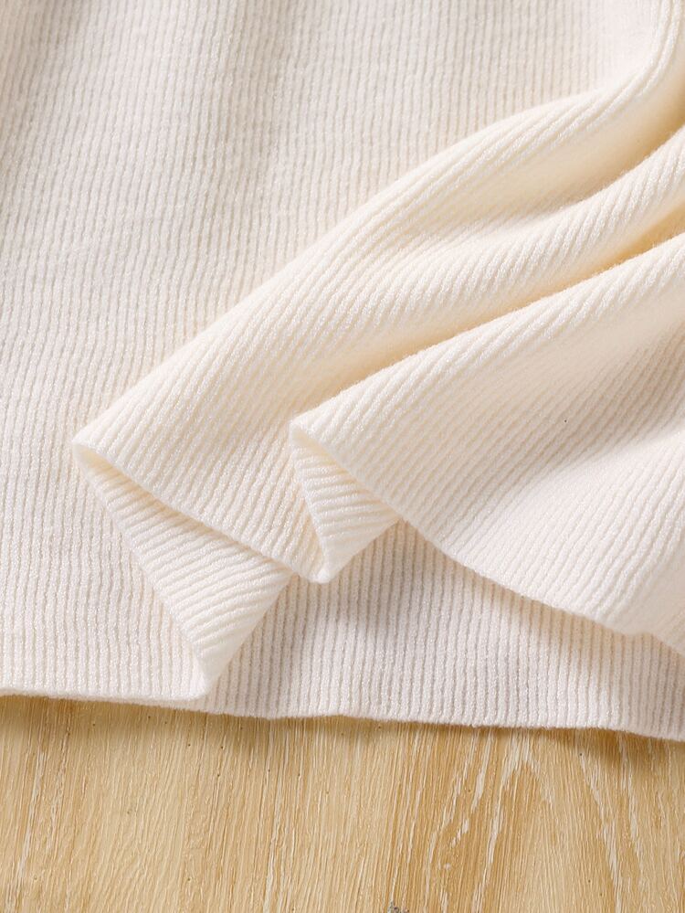 Souflis Souflis Young Girl' Sweater Dress, Stylish Lace‑Trim & Bow Knit Dress - Beige - View 5