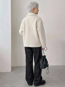 FRIFUL Middle-Aged And Elderly Women's Autumn/Winter Casual Granny Matrix Versatile Warm Jacket Formal Vacation Party White - Apricot - View 2