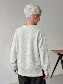 FRIFUL Sweatshirt Lengan Panjang Wanita Warna Polos Kasual Gaya Nenek Serbaguna untuk Pemakaian Sehari-hari, Kantor, Rumah, Abu-abu Musim Gugur - Putih - View 4