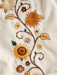 ROMWE Hippie Women's Vacation Casual Floral Embroidery Frayed Edge Shorts - Apricot - View 4